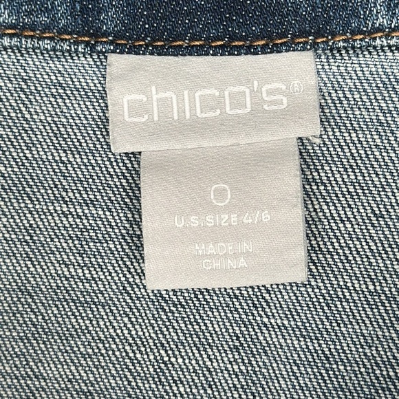CHICO’S Classic American Flag Denim Stars and Stripes Jacket  Size 0 - US 4/6 - Picture 11 of 16